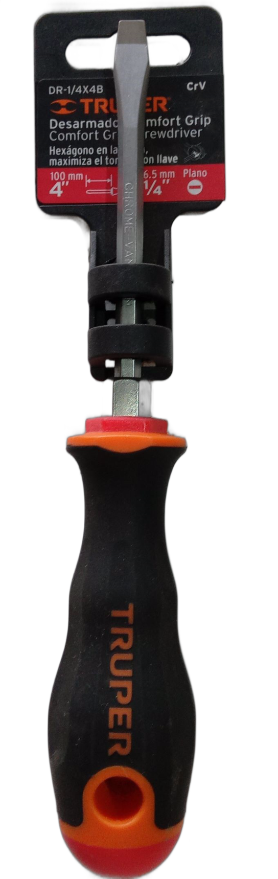 Desarmador plano 4", mango comfort grip TRUPER