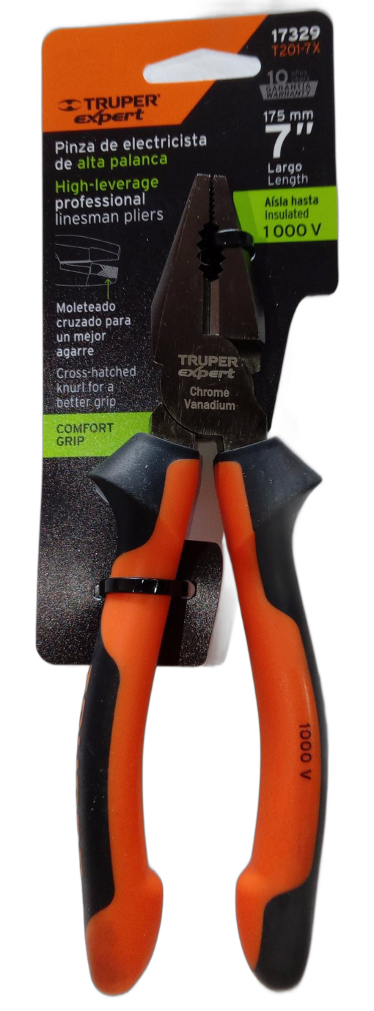 Pinza para electricista 7" alta palanca, Comfort Grip,Expert