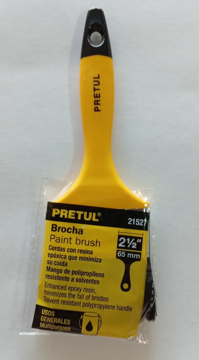 Brocha uso general de 2-1/2" con mango de plástico, Pretul