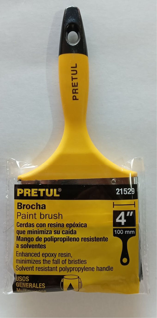 Brocha uso general de 4" con mango de plástico, Pretul