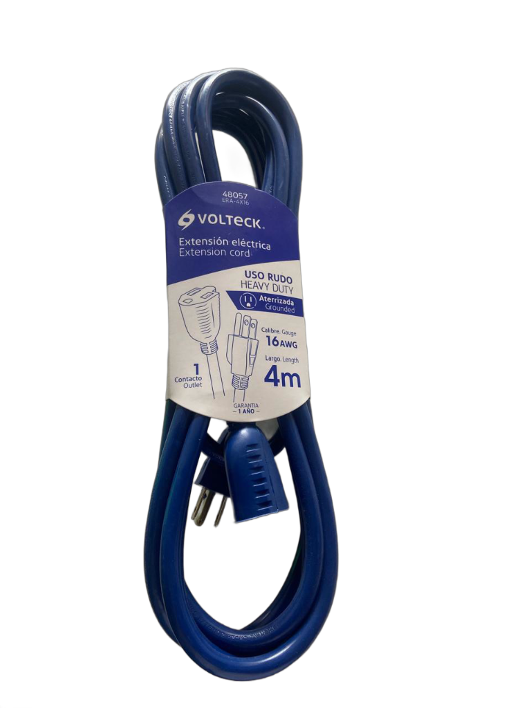 Extensión de uso rudo aterrizada 4 m 3x16 AWG, Volteck