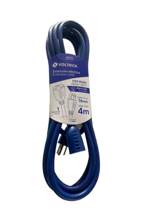 Extensión de uso rudo aterrizada 4 m 3x16 AWG, Volteck