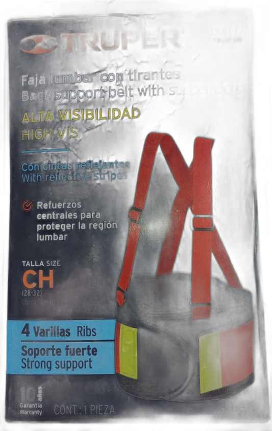 Faja lumbar naranja c/cintas de alta visibilidad, CH, Truper