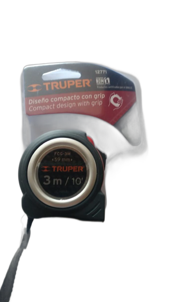 Flexómetro compacto contra impactos 3 m cinta 16 mm, Truper