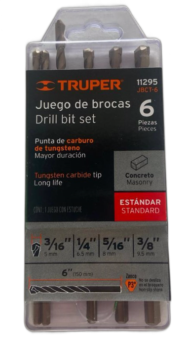 Juego de 6 brocas para concreto, Truper